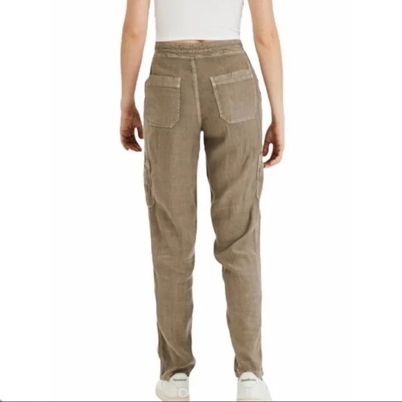 American Eagle Outfitters Olive Cargo Linen Blend Pant - Picture 3 of 14